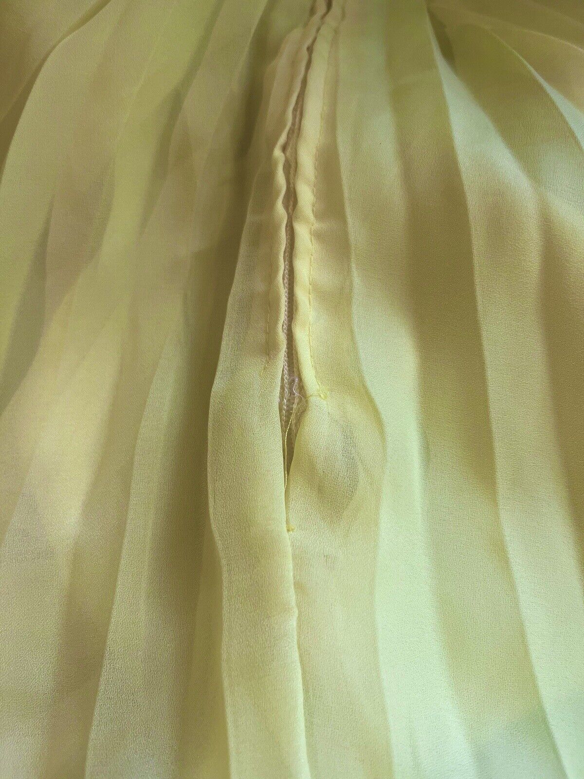 Vintage 60s Maxi Dress Fit And Flare Yellow Pleated Summer Dress Size 8