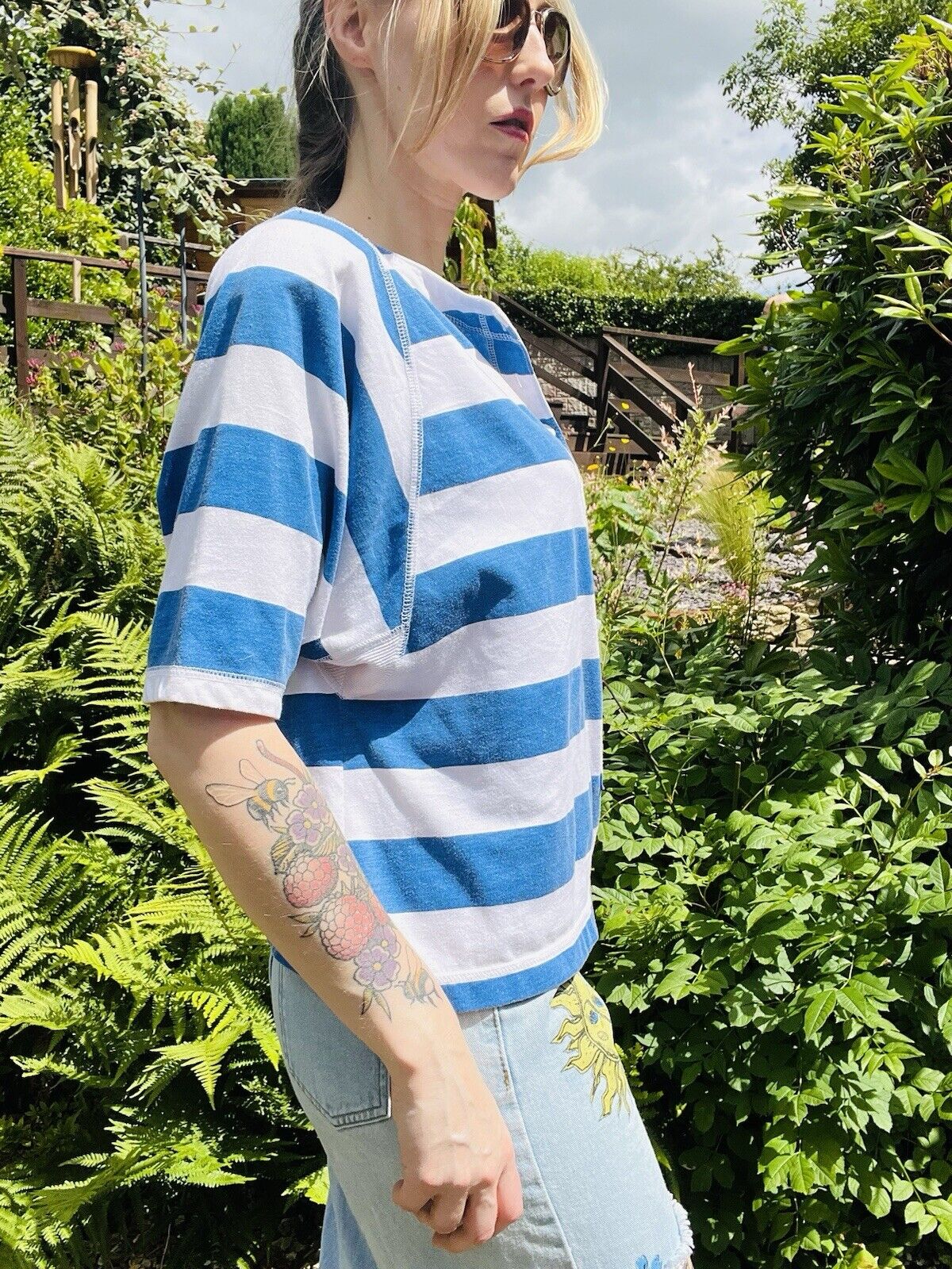 Vintage 80s Tshirt By Jack Mulqueen Striped With Pocket And Buttons Size M