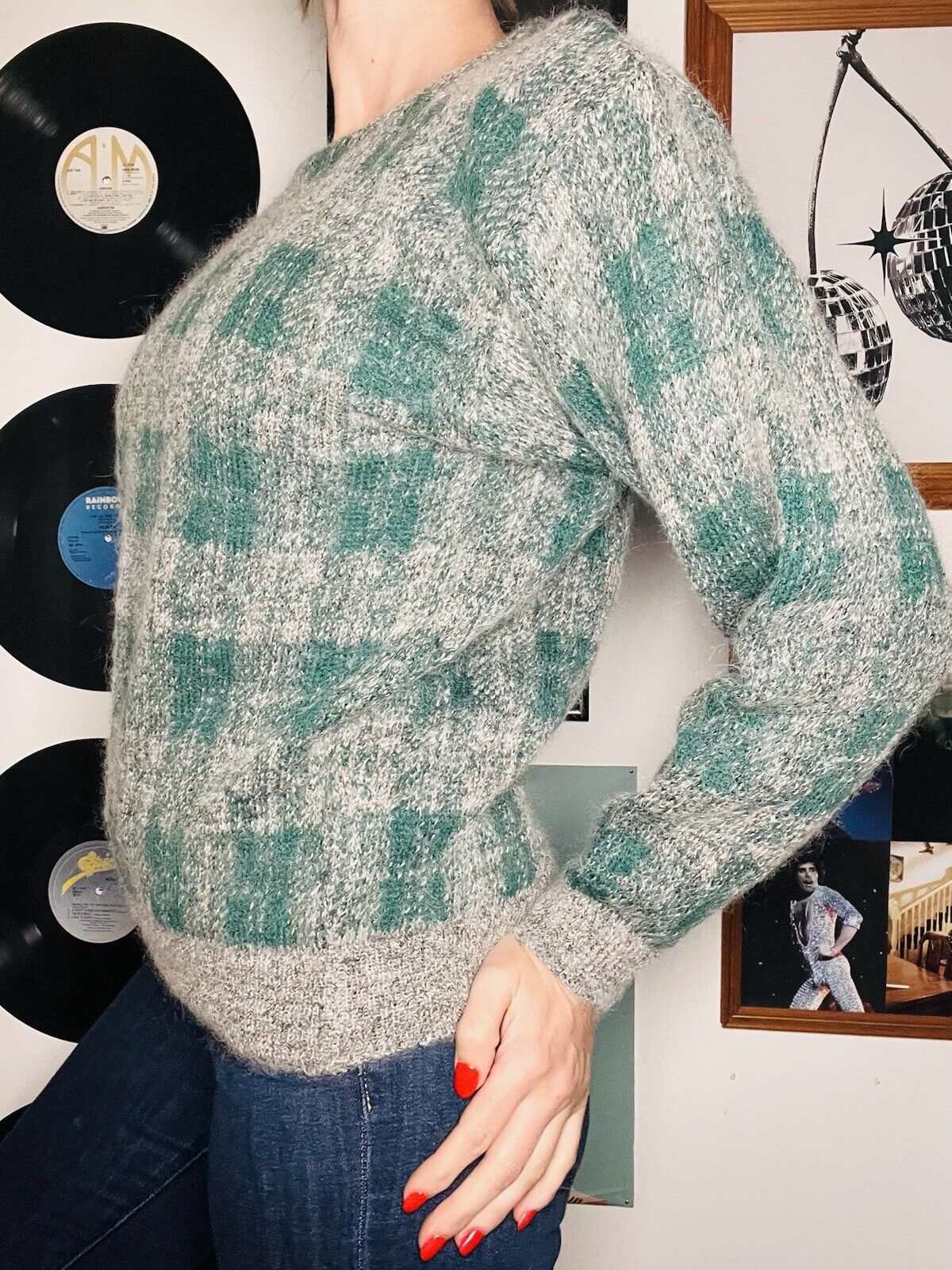 Vintage Plaid Check Jumper By Magazin Wool Blend Tartan Cosy Sweatshirt Size M