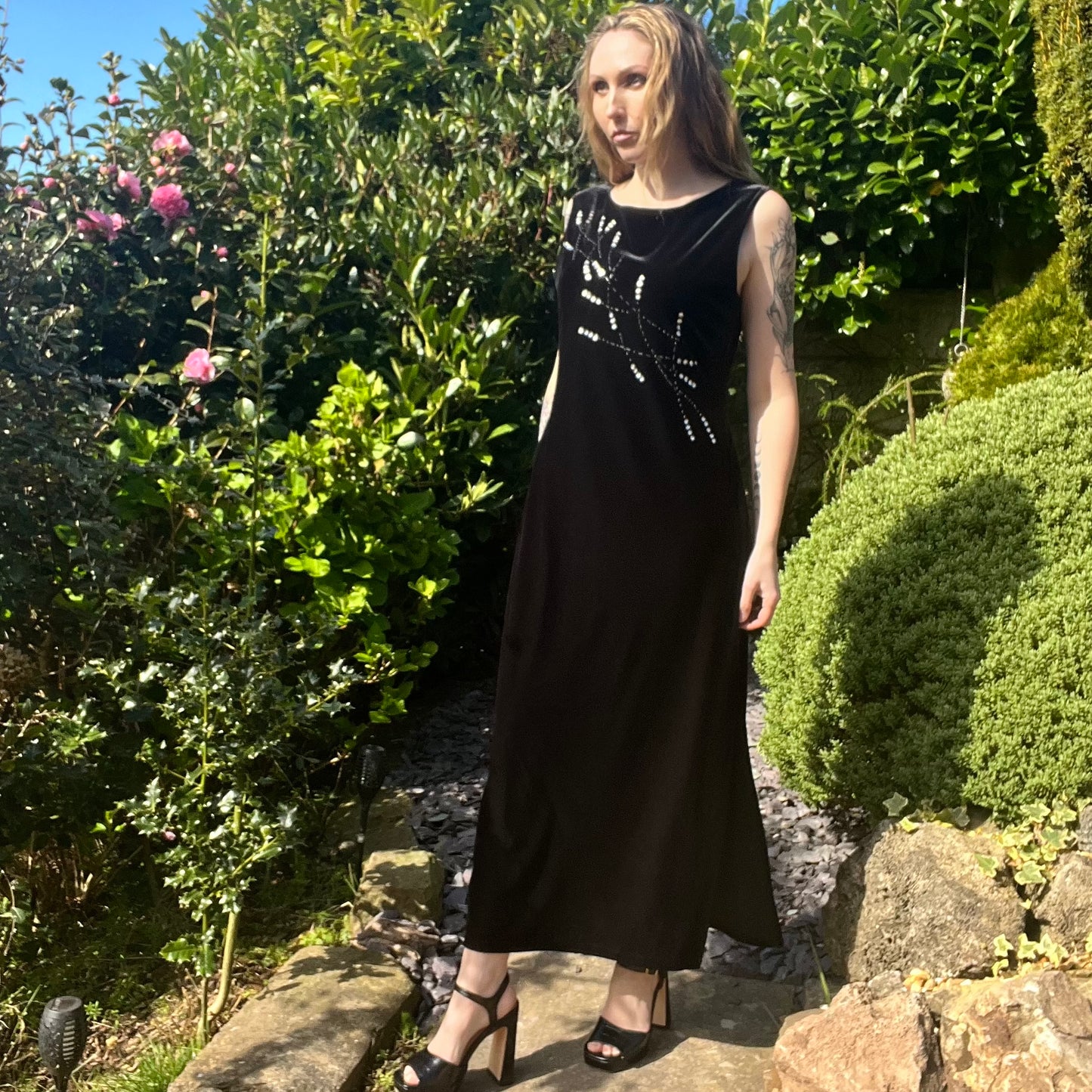 Whimsigoth velvet long dress with sequin detail size 14