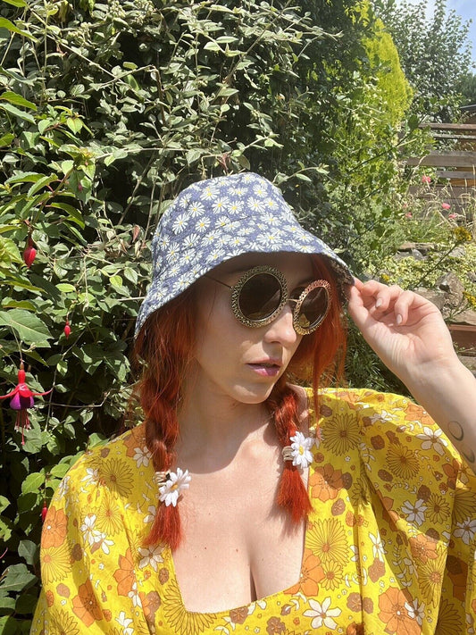 Vintage Y2K Bucket Hat Retro Ditsy Floral 2000s Cottagecore Streetwear Hat