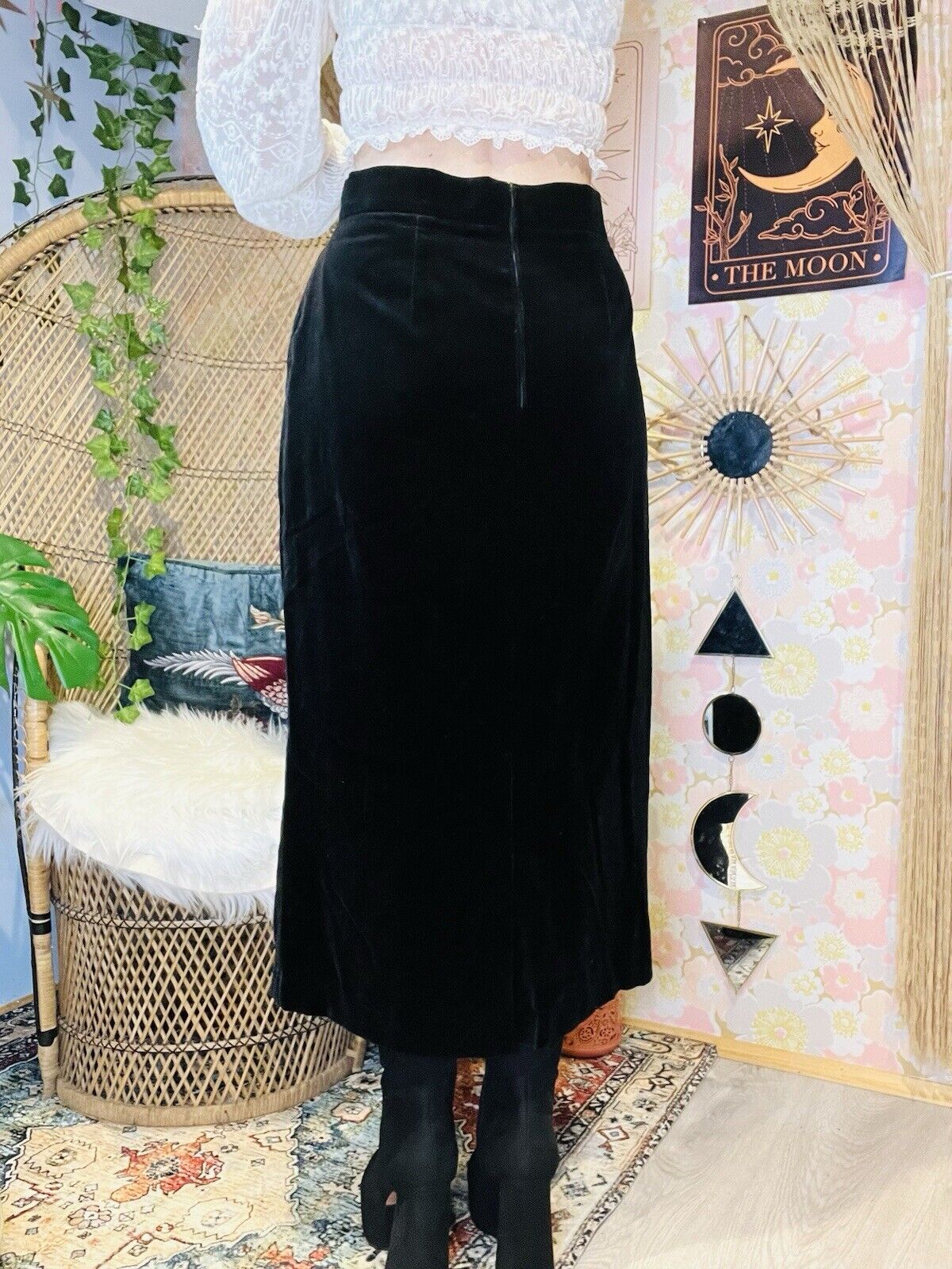 Vintage 90s Velvet Skirt By Vera Mont High Waist Whimsigoth Long Midi 14 Black