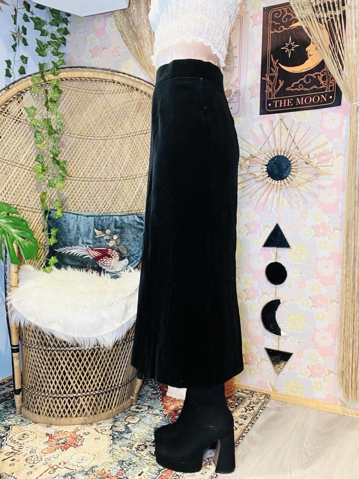 Vintage 90s Velvet Skirt By Vera Mont High Waist Whimsigoth Long Midi 14 Black